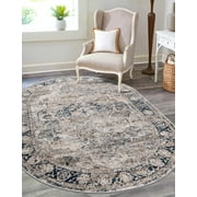Unique Loom Portland Collection Area Rug - Canby 4 1 x 6 1 Oval Gray/Blue