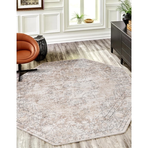 Unique Loom Portland Collection Area Rug - Canby (5' 3" Octagon Ivory/Beige)