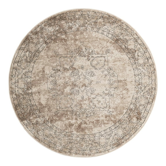 Unique Loom Portland Collection Area Rug - Canby (5' 3" Round Ivory/Beige)