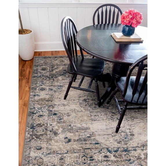 Unique Loom Portland Collection Area Rug - Canby (5' 3" Square Gray/Blue)