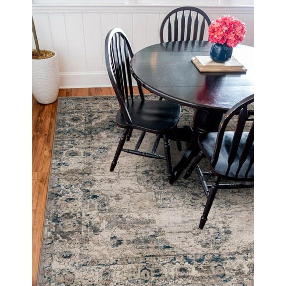 Unique Loom Portland Collection Area Rug - Canby (6' Square Gray/Blue)