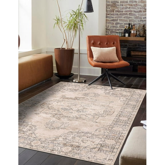 Unique Loom Portland Collection Area Rug - Canby (7' 1" x 10' Rectangle Ivory/Beige)