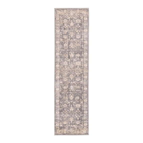 Unique Loom Portland Collection Area Rug - Central (2' x 8' Runner Gray/Beige)