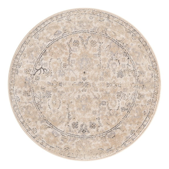 Unique Loom Portland Collection Area Rug - Central (3' 1" Round Ivory/Gray)