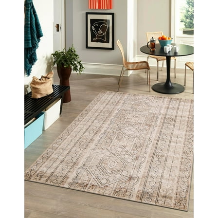 Unique Loom Portland Collection Area Rug - Depoe (2' 2" x 3' 1" Rectangle Ivory/Gray)