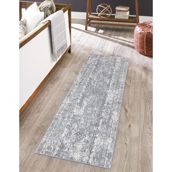 Unique Loom Portland Collection Area Rug - Depoe (2' 2" x 6' 1" Runner Gray/Ivory)