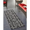 thumbnail image 1 of Unique Loom Portland Collection Area Rug - Depoe (2' 2" x 6' Runner Black and White/Black), 1 of 10