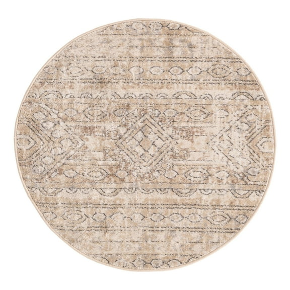 Unique Loom Portland Collection Area Rug - Depoe (3' 1" Round Ivory/Gray)