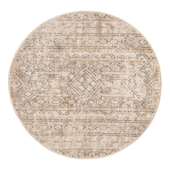 Unique Loom Portland Collection Area Rug - Depoe (3' 1" Round Ivory/Gray)