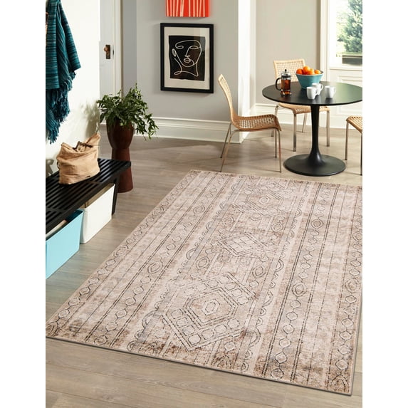 Unique Loom Portland Collection Area Rug - Depoe (6' 1" x 9' Rectangle Ivory/Gray)
