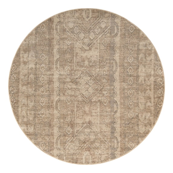 Unique Loom Portland Collection Area Rug - Depoe (7' 1" Round Ivory/Gray)