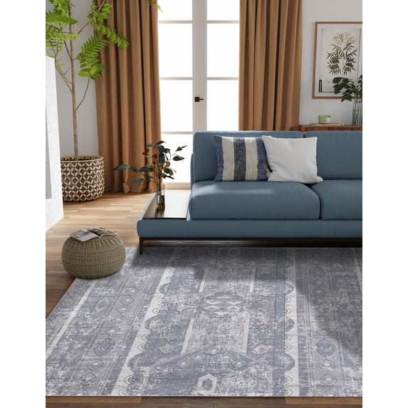 Unique Loom Portland Collection Area Rug - Depoe (8' Square Gray/Ivory)