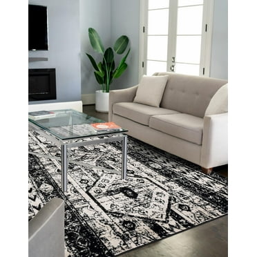 Unique Loom Portland Collection Area Rug - Depoe (8' x 11' Rectangle Black and White/Black)