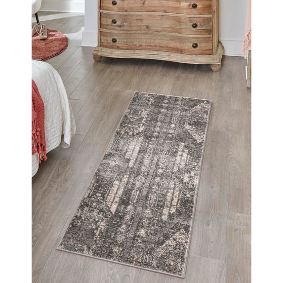 Unique Loom Portland Collection Area Rug - Orford (2' 2" x 12' Runner Gray/Beige)