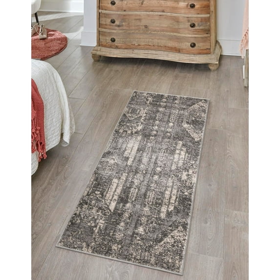 Unique Loom Portland Collection Area Rug - Orford (2' x 6' 1" Runner Gray/Beige)