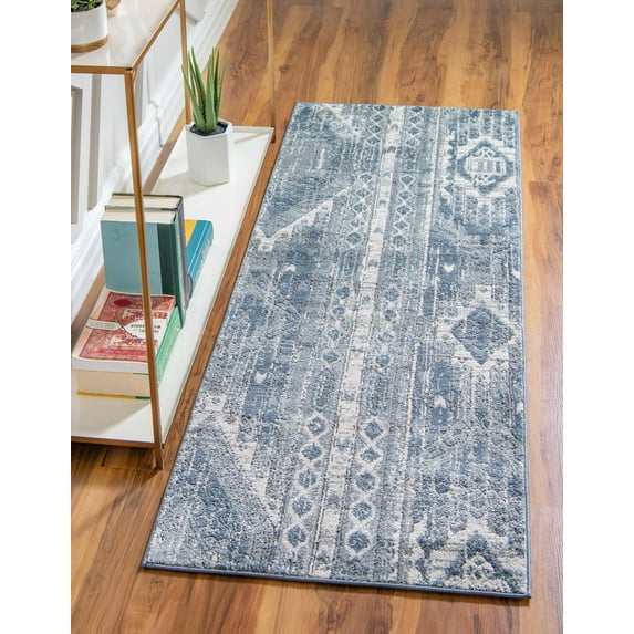 Unique Loom Portland Collection Area Rug - Orford (2' 2" x 8' Runner Blue Gray/Gray)