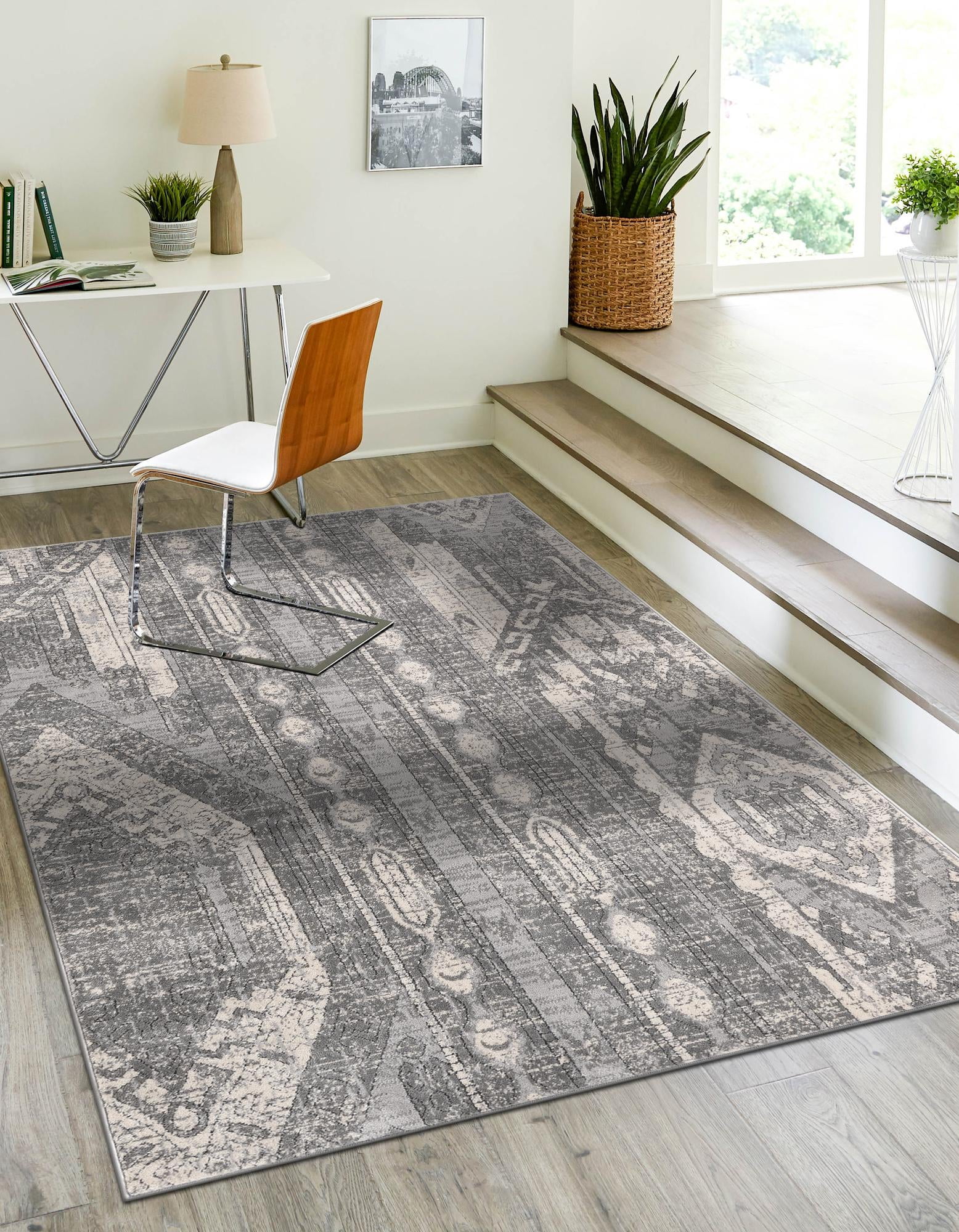 Portland Orford Geometric Indoor Gray Area Rug, 4' x 6'