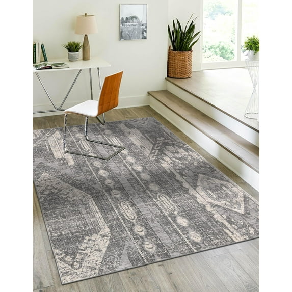 Unique Loom Portland Collection Area Rug - Orford (5' 1" x 8' Rectangle Gray/Beige)