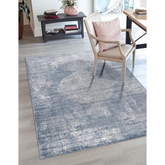 Unique Loom Portland Collection Area Rug - Woodburn (10' x 13' 1" Rectangle Blue/Ivory)
