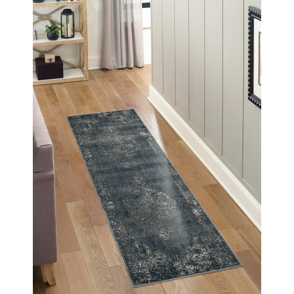 Unique Loom Portland Collection Area Rug - Woodburn (2' 2" x 6' 1" Runner Blue/Ivory)