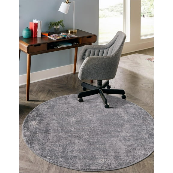 Unique Loom Portland Collection Area Rug - Woodburn (3' 1" Round Gray/Ivory)