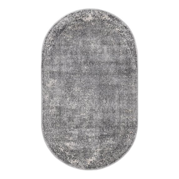 Unique Loom Portland Collection Area Rug - Woodburn (3' 1" x 5' 3" Oval Gray/Ivory)