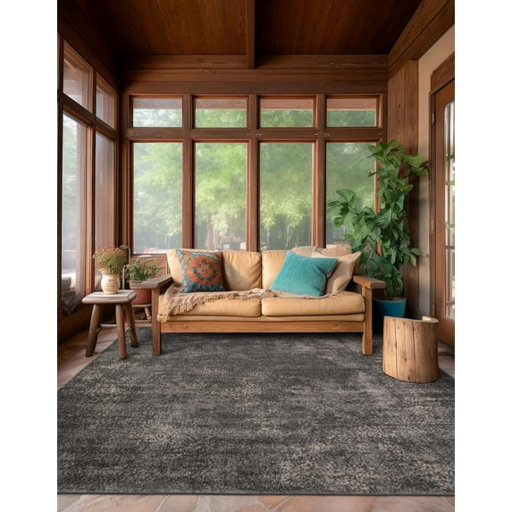 Unique Loom Portland Collection Area Rug - Woodburn (4' 1" Square Gray/Ivory)