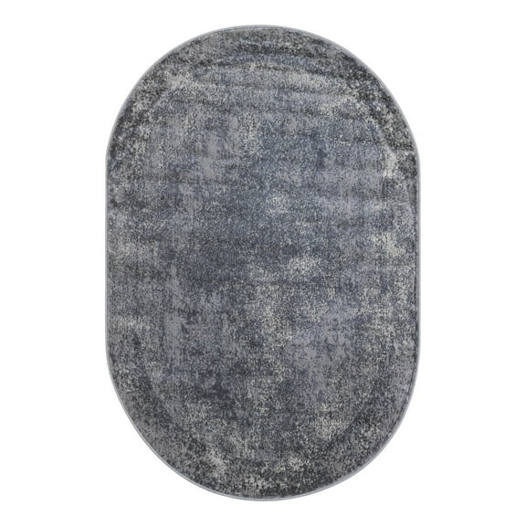 Unique Loom Portland Collection Area Rug - Woodburn (4' 1" x 6' 1" Oval Gray/Ivory)