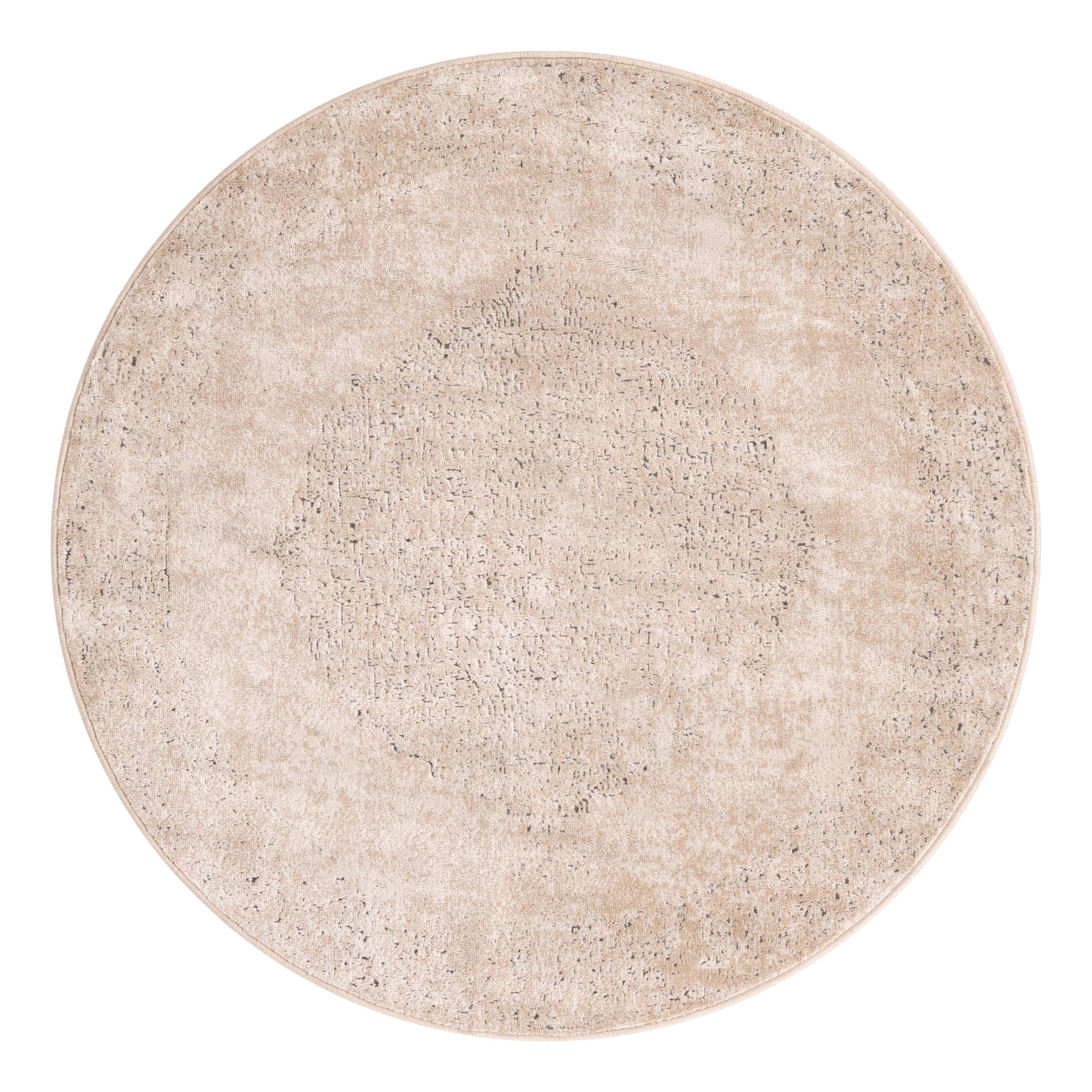 Unique Loom Portland Collection Area Rug - Woodburn (5' 3" Round Ivory/Beige)