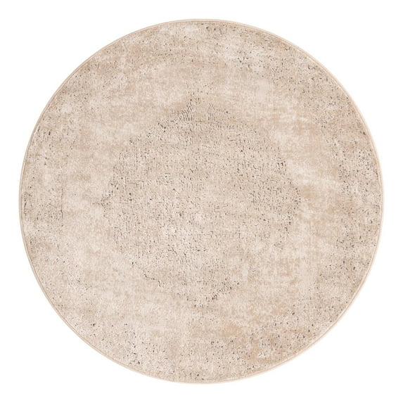 Unique Loom Portland Collection Area Rug - Woodburn (5' 3" Round Ivory/Beige)