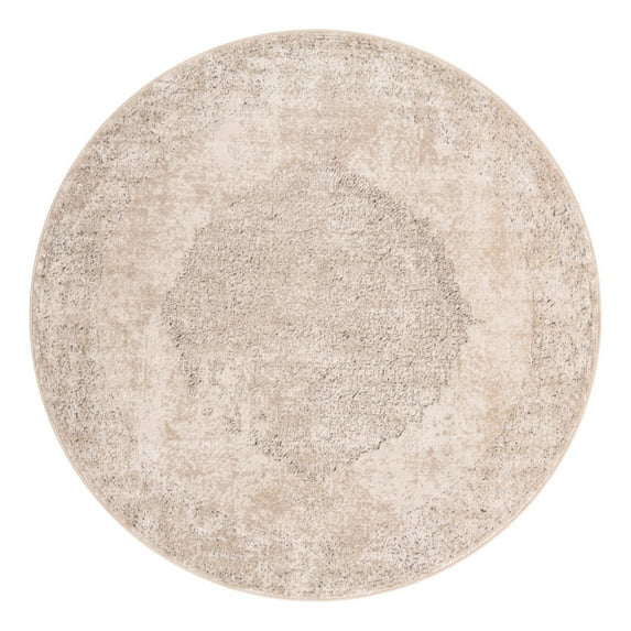 Unique Loom Portland Collection Area Rug - Woodburn (7' 1" Round Ivory/Beige)