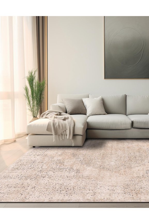 Portland Collection Area Rug - Woodburn (8' Square Ivory/Beige)