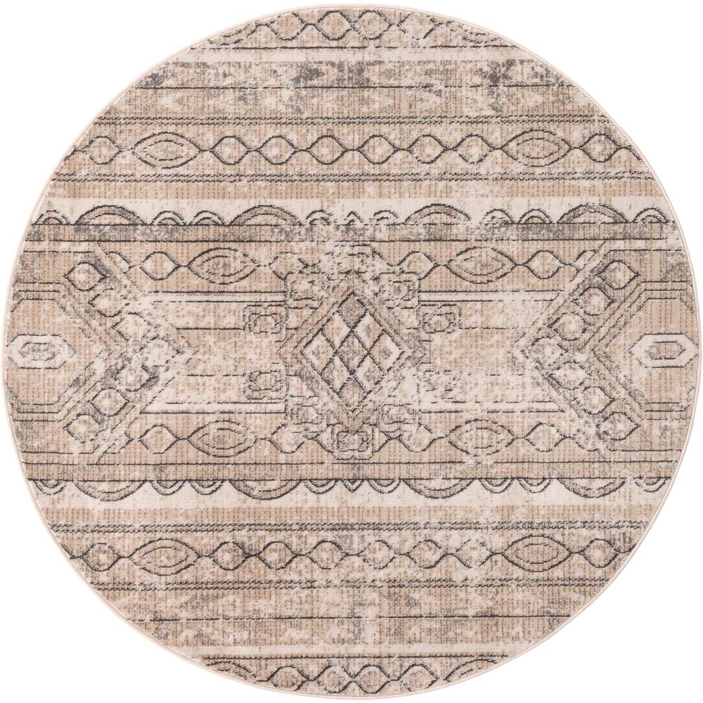Unique Loom Portland Depoe Area Rug 5' 3" x 5' 3", Round Ivory