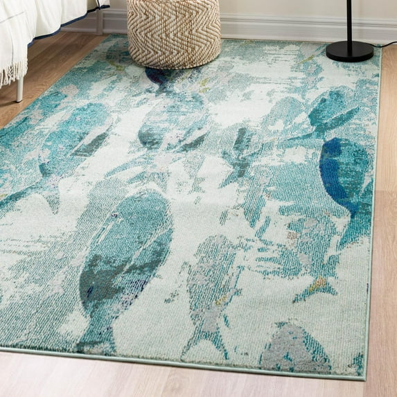 Unique Loom Positano Collection Area Rug - Marooned (8' x 10' Rectangle Light Blue/Blue)