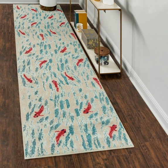 Unique Loom Positano Collection Area Rug - Shoal (2' 7" x 10' Runner Beige/Blue)