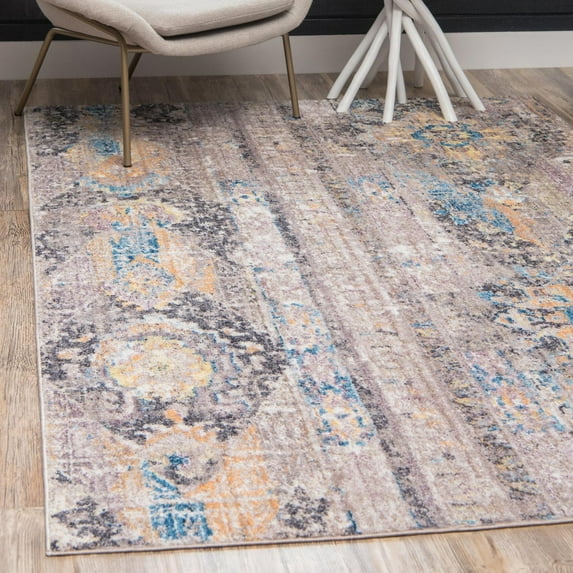 Unique Loom Basilica Collection Area Rug - Prado (9' x 12' 2" Rectangle Light Brown/Blue)
