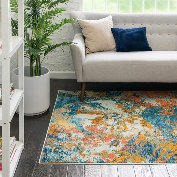 Unique Loom Vivid Collection Area Rug - Pune (9' x 12' Rectangle Multi/Beige)
