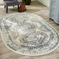 thumbnail image 1 of Unique Loom Charlotte Collection Area Rug - Quail (4' 1" x 6' 1" Oval Ivory Aqua/Blue), 1 of 7