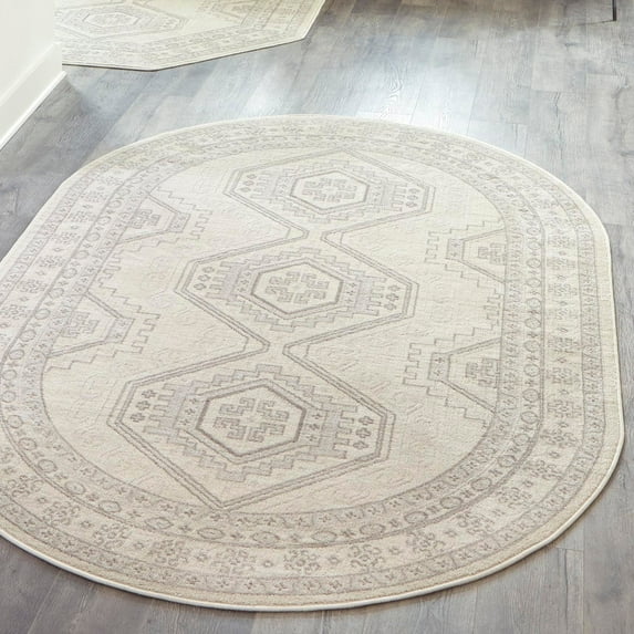 Unique Loom Charlotte Collection Area Rug - Quail (7' 10" x 10' Oval Ivory/Light Brown)