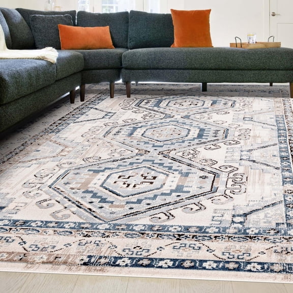 Unique Loom Charlotte Collection Area Rug - Quail (4' 1" x 6' 1" Rectangle Gray Blue/Ivory)