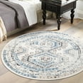 thumbnail image 1 of Unique Loom Charlotte Collection Area Rug - Quail (5' 3" Round Ivory Aqua/Blue), 1 of 7