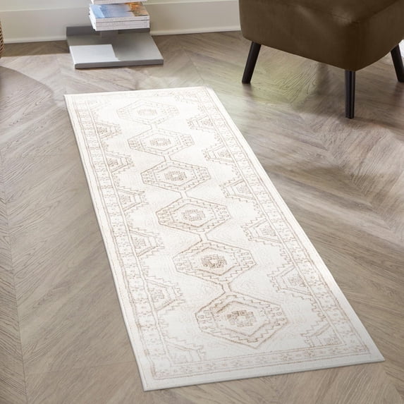 Unique Loom Charlotte Collection Area Rug - Quail (2' x 10' Runner Ivory/Light Brown)