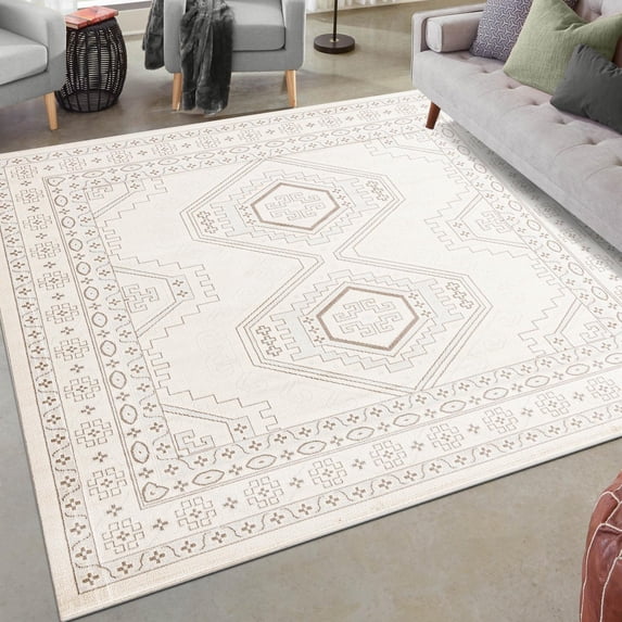 Unique Loom Charlotte Collection Area Rug - Quail (4' 1" Square Ivory/Light Brown)