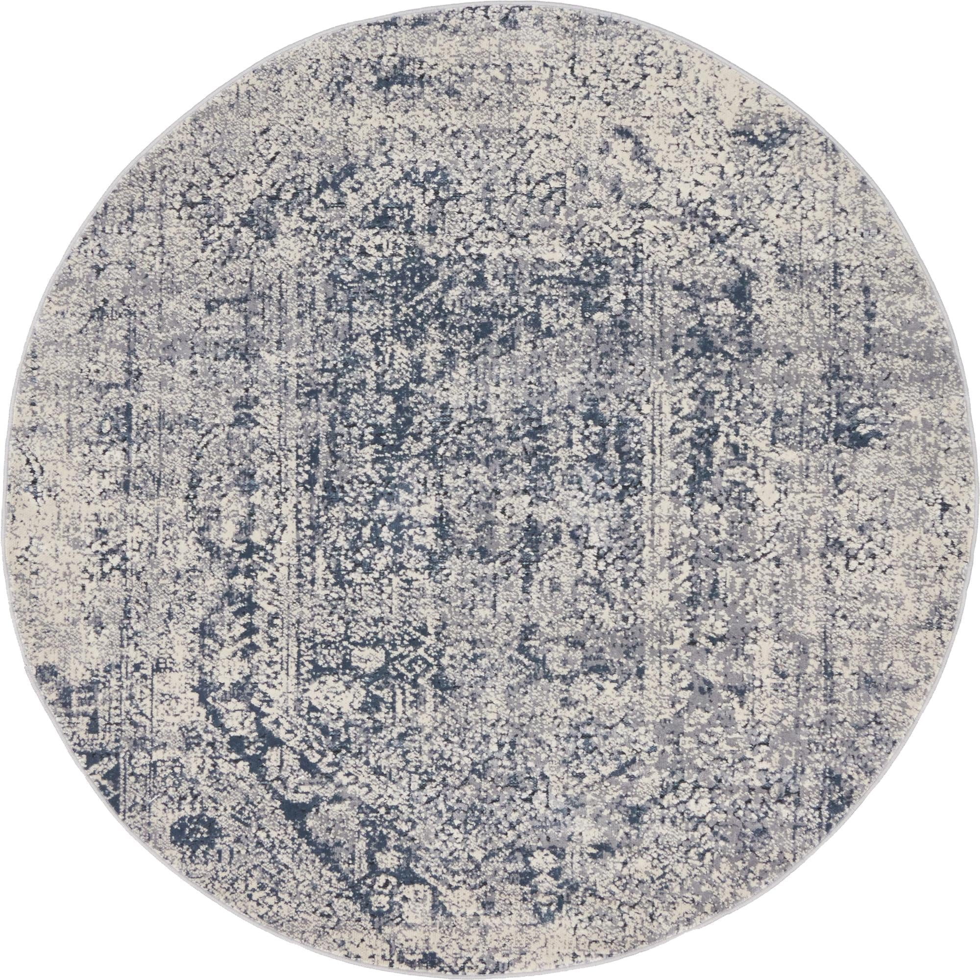 Unique Loom Quincy Chateau Rug Gray/Beige 4' 1" Round Abstract Modern