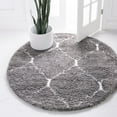 thumbnail image 1 of Unique Loom Rabat Shag Collection Area Rug - Fractured (8' Round Gray/Ivory), 1 of 7