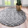 thumbnail image 1 of Unique Loom Rabat Shag Collection Area Rug - Geometric (8' Round Gray/Ivory), 1 of 7