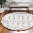thumbnail image 1 of Unique Loom Rabat Shag Collection Area Rug - Geometric (8' Round Pure Ivory/Gray), 1 of 7