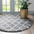 thumbnail image 1 of Unique Loom Rabat Shag Collection Area Rug - Marble (5' 1" Round Gray/Ivory), 1 of 7