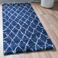 thumbnail image 1 of Unique Loom Rabat Shag Collection Area Rug - Trellis (2' 7" x 10' Runner Navy Blue/Ivory), 1 of 7