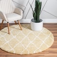 thumbnail image 1 of Unique Loom Rabat Shag Collection Area Rug - Trellis (5' 1" Round Yellow/Ivory), 1 of 7